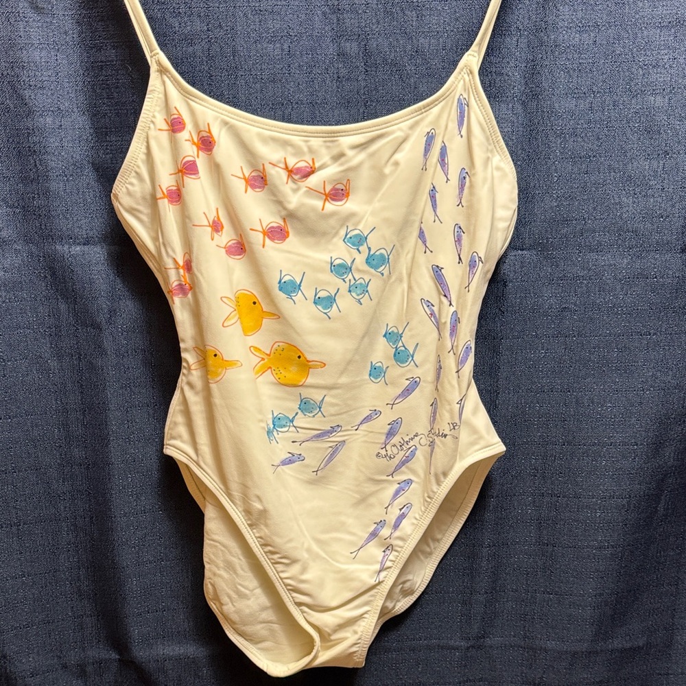 Anne Cole White One Piece with Colorful Fish Design